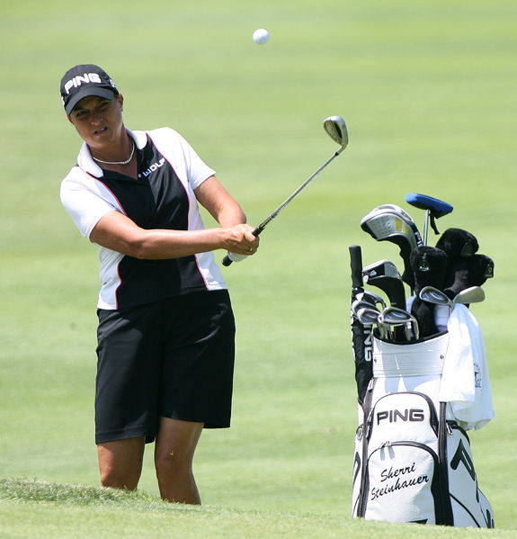 Sherri Steinhauer playing golf