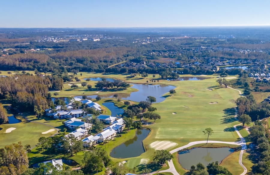 Aerial view of the Saddlebrook Resort golf course